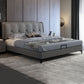 Letto standard grigio contemporaneo con letto trapuntato e gambe