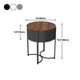 Modern Imitation Wood Nightstand Modern Metal Round Accent Table Nightstand with Legs