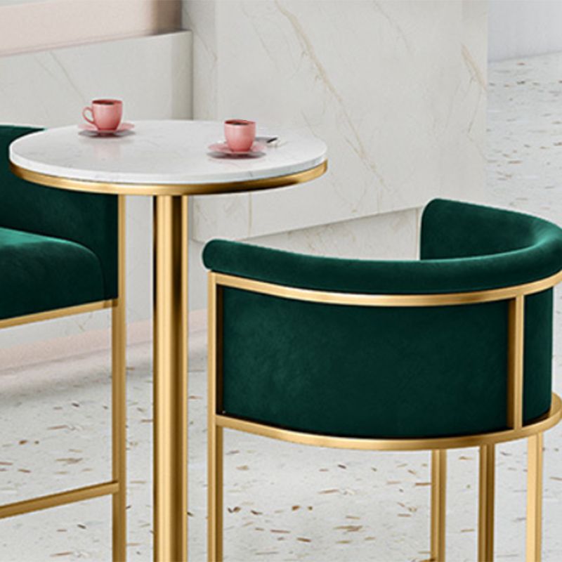 Glam Style Counter Stool Upholstered Bar Stool with Metal Base