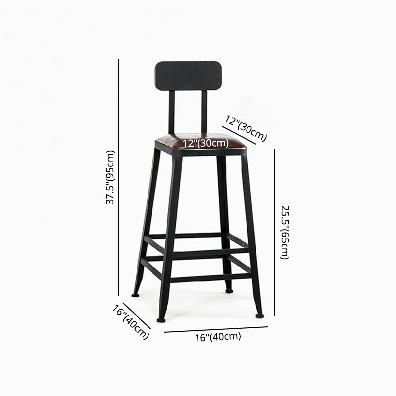 Industrial Brown Leather Bar Stools Square Stool with Metal Base Clearhalo 'Bar Furniture' 'Bar Stools' 'bar_stools' 'furniture_bar_stools' 'Kitchen & Dining Furniture' 'kitchen&dining_furn' 'kitchen' 'kitchen_furn' Furniture' 1200x1200_368972e9-56b5-40eb-a42f-8ff849d24ce2