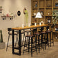 Pine Wood Bar Dining Table Industrial Style Rectangle Bar Table with Trestle for Bar