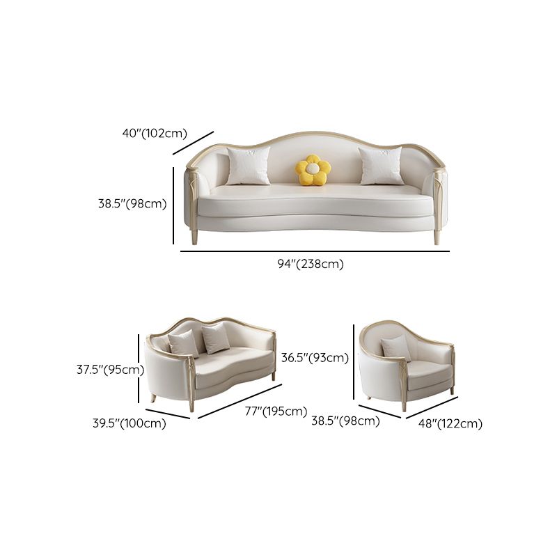 Glamhaftes Holz weiß echtes Ledersofa mit Kissen für Wohnzimmer