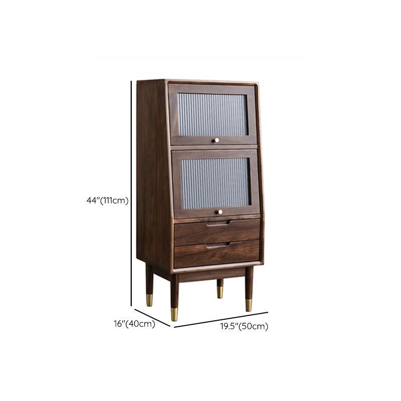 43.7" Tall 2-Drawer & 2-Door Cabinet Pine Wood Glass Paned Chest Clearhalo 'Cabinets & Chests' 'cabinets_chests' 'furn' 'furn_cabinets_chests' 'Furniture' 'Living Room Furniture' 1200x1200_368bda2f-6631-4123-b885-d75e8169508e