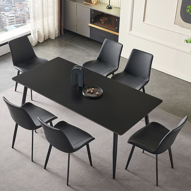 Industrial Kitchen Dinner Table Stone Rectangle 4 Legs Dining Table Clearhalo 'Dining Tables & Seating' 'Dining Tables' 'dining_table' 'furn' 'furn_dining_table' 'Furniture' 'Kitchen & Dining Furniture' 1200x1200_368c8b40-ac32-4b14-a073-84059d302a45