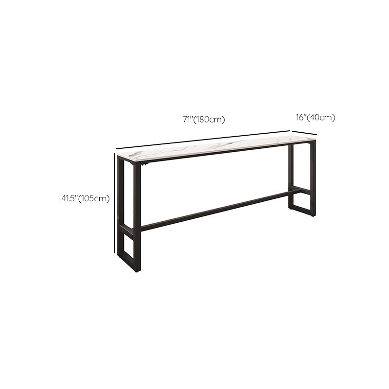 Modern Sintered Stone Bistro Bar Table Rectangle Metal Base Bar Table with Footrest Clearhalo 'Bar Furniture' 'Bar Tables' 'bar_tables' 'furn' 'furn_bar_tables' 'Furniture' 'Kitchen & Dining Furniture' 1200x1200_368e080e-dc48-4cbd-bf1f-d9bca3c329f6