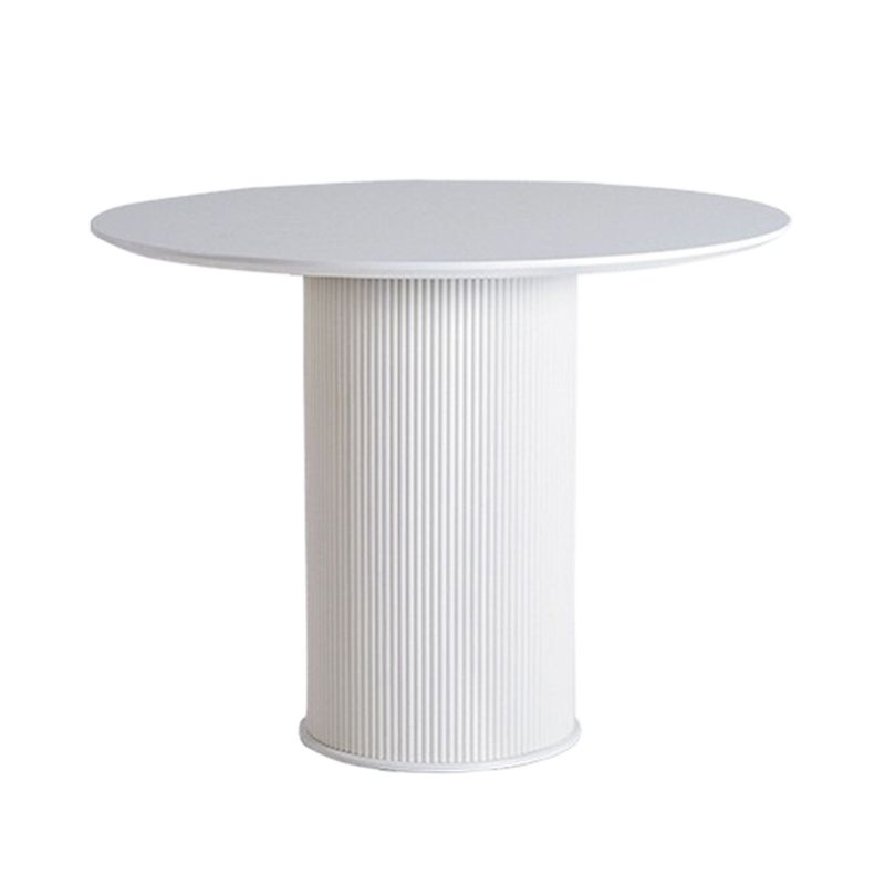 Mesa de comedor superior redonda mesa contemporánea con base de pedestal en blanco
