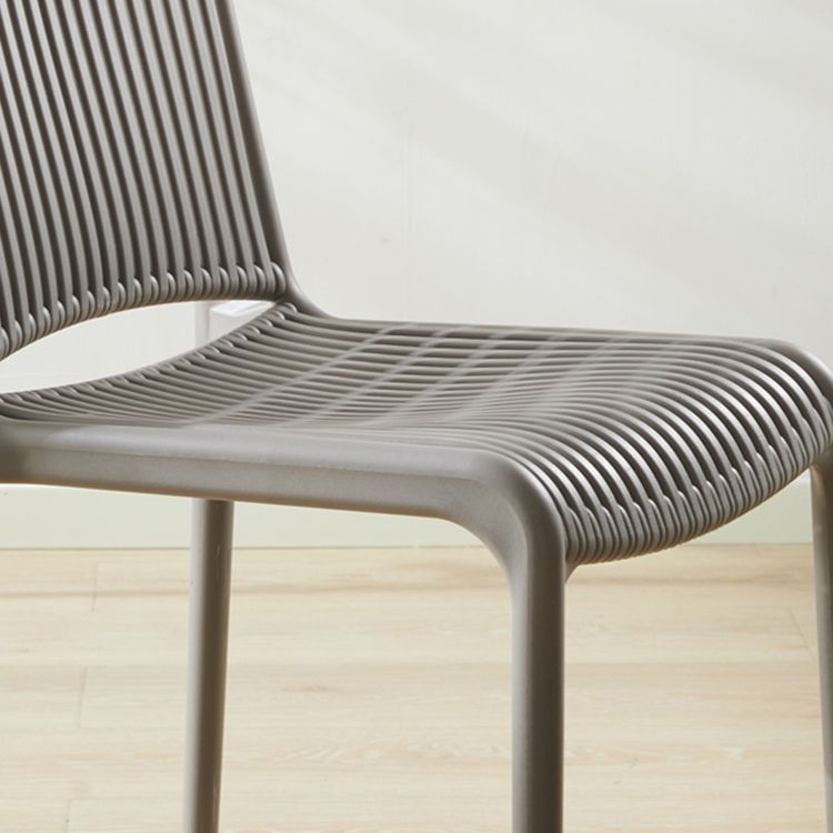 Scandinavian Stackable Armless Dining Chairs Plastic Slat Back Side Chair Clearhalo ' kitchen&dining_furn' 'Dining Chairs' 'Dining Tables & Seating' 'dining_chair' 'furn' 'furn_dining_chair' 'Furniture' 'furniture_dining_chair' 'Kitchen & Dining Furniture' 'kitchen' 1200x1200_36920051-d913-4141-90a3-823d59b3f903