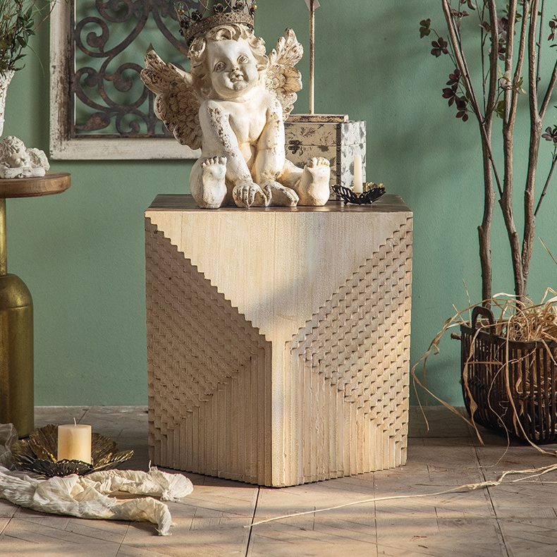 Tavolo laterale rustico in legno da 23,62 pollici Tavolino naturale in finitura in difficoltà