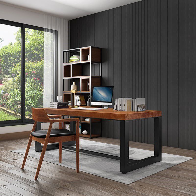 Industrial Rectangular Writing Desk Solid Wood Office Desk for Office Clearhalo 'furn' 'furn_office_desk' 'Furniture' 'Office Desks' 'Office Furniture' 'office_desk' 1200x1200_3693d6e7-10ce-4e2f-a389-ccc9a8a56e62