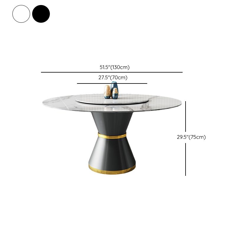 Contemporary Round Table Sintered Stone Dining Table with Metal Legs Clearhalo 'Dining Tables & Seating' 'Dining Tables' 'dining_table' 'furn' 'furn_dining_table' 'Furniture' 'Kitchen & Dining Furniture' 1200x1200_3693e0fa-ba94-4153-a285-4c9f67eac0f8