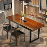 茶色のそりのベース長方形の木製ダイニングテーブルを備えた工業用ダイニングテーブル