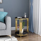 Modern Slate Round Side End Table Metal 3 Legs Side Table with Shelf