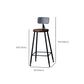 Modern Armless Backrest Counter Stool Iron Bar Stool with Wooden Seat for Bar