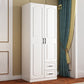White Wardrobe Closet with Drawer French Country Wardrobe Cabinet