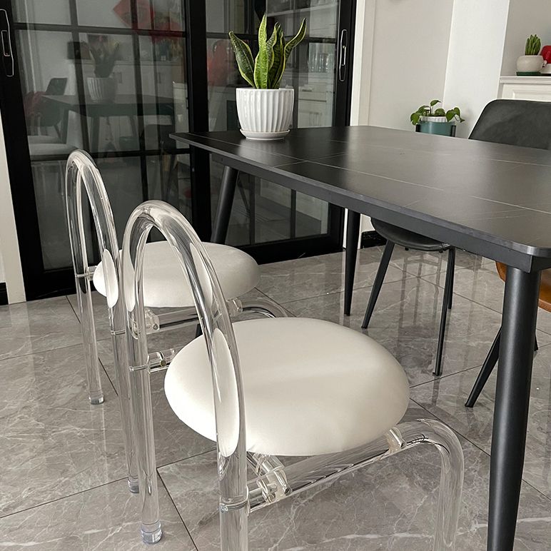 Moderne stijl eetkamerstoel leer open achterkant stoel met acrylbasis