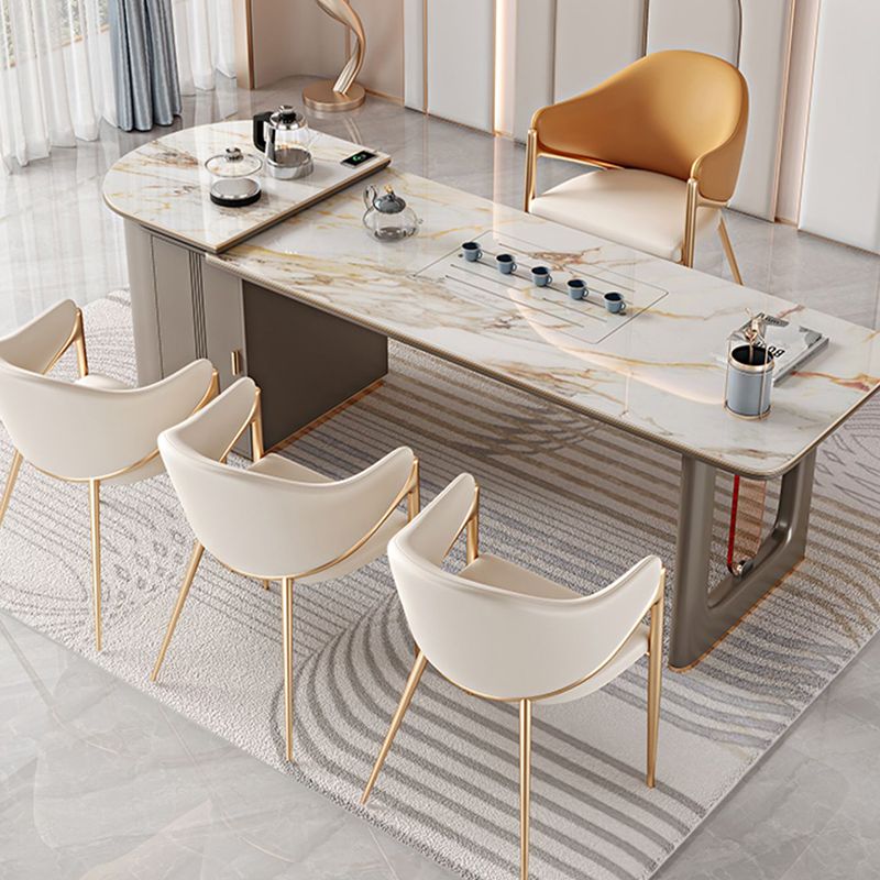 Silla de comedor de metal contemporáneo y tapizado para la cocina