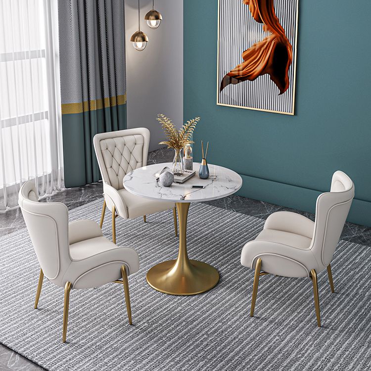 Round Shape Tulip Base Glam Dining Table White Fixed Table of Sintered Stone Clearhalo ' dining_table' 'Dining Tables & Seating' 'Dining Tables' 'furn' 'furn_dining_table' 'Furniture' 'furniture_dining_table' 'Kitchen & Dining Furniture' 'kitchen&dining_furn' 'kitchen' 'kitchen_dining_table' 1200x1200_369ac901-803b-4b8f-bf91-85989dd79edd