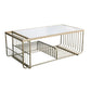 Mesa de centro rectangular Glam con 3 estantes y mesa de cóctel con tapa de mármol