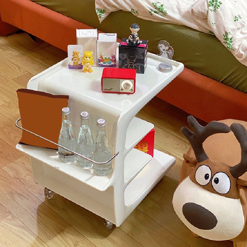 Modern Acrylic Sofa Side Accent Table 21.65" High End Table with Storage