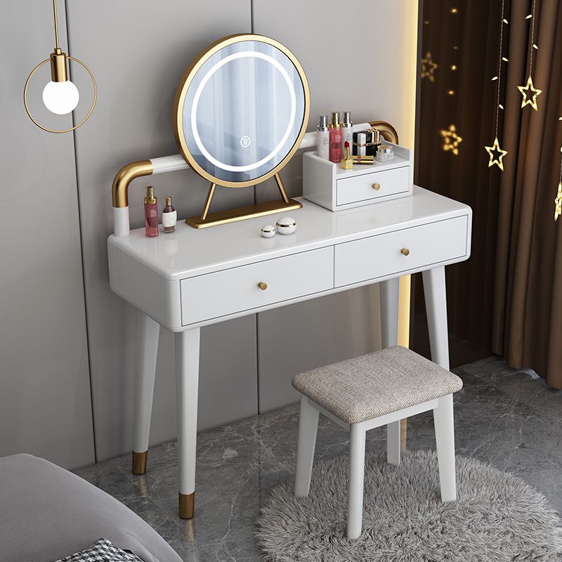Scandinavian Rubber Wood Vanity Table with Drawers Dressing Table