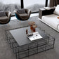 Frame Geometric Coffee Table Mid Century Black Finish Iron Cocktail Table