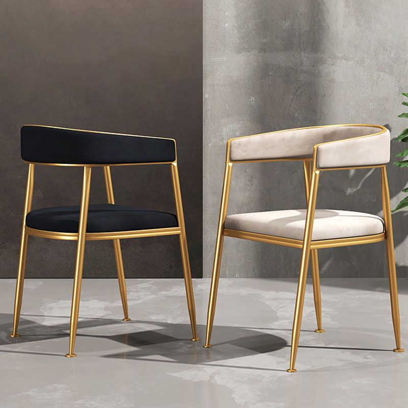 Glam Gold Metal Arm Chair Open Back Dining Side Chair with Upholstered Clearhalo 'Dining Chairs' 'Dining Tables & Seating' 'dining_chair' 'furn' 'furn_dining_chair' 'Furniture' 'furniture_dining_chair' 'Kitchen & Dining Furniture' 1200x1200_36a41462-617e-47e3-9b26-d8b9b93b2a2c