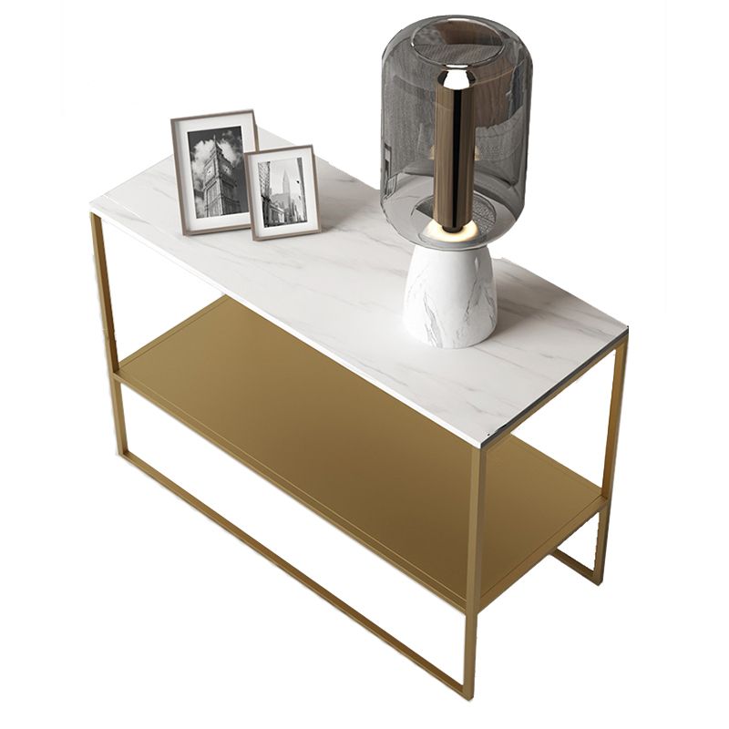 コンテンポラリースレッドエンドテーブルスレート上部長方形のサイドテーブル、21.7 "