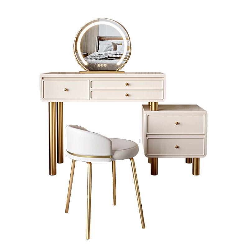 Glam Wood Vanity Dressing Table White Makeup Vanity Desk with Drawer