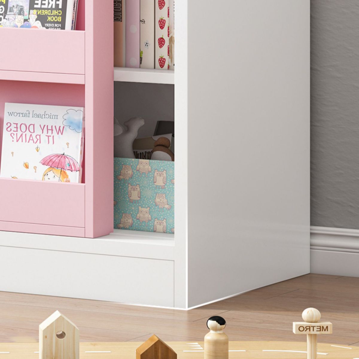 Closed Wooden Bookshelf Modern Home Living Room Square Bookcase