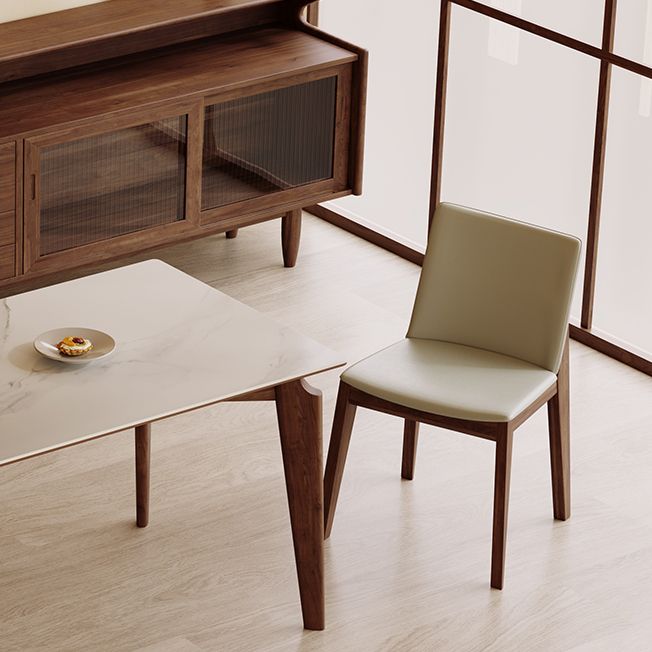 Modern Style Sintered Stone Dining Table with Rectangle Shape Table and 4 Solid Wood Legs Base Clearhalo 'Dining Room Sets' 'Dining Tables & Seating' 'dining_room_set' 'furn' 'furn_dining_room_set' 'Furniture' 'furniture_dining_room_set' 'Kitchen & Dining Furniture' 'kitchen&dining_furn' 'kitchen' 1200x1200_36a62150-206b-435b-bb89-fe4e37d7f472