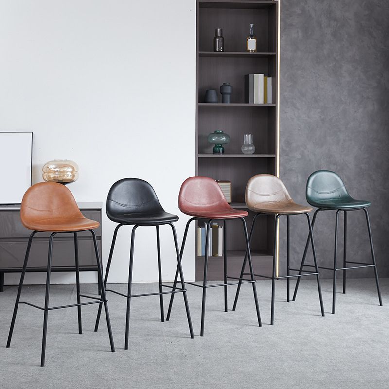 Leather Bar Stool Modern Backrest Counter Stool for Bristol with Metal Base Clearhalo 'Bar Furniture' 'Bar Stools' 'bar_stools' 'furn' 'furn_bar_stools' 'Furniture' 'Kitchen & Dining Furniture' 1200x1200_36a79cad-3619-4a96-8d6e-3d42c63ad697