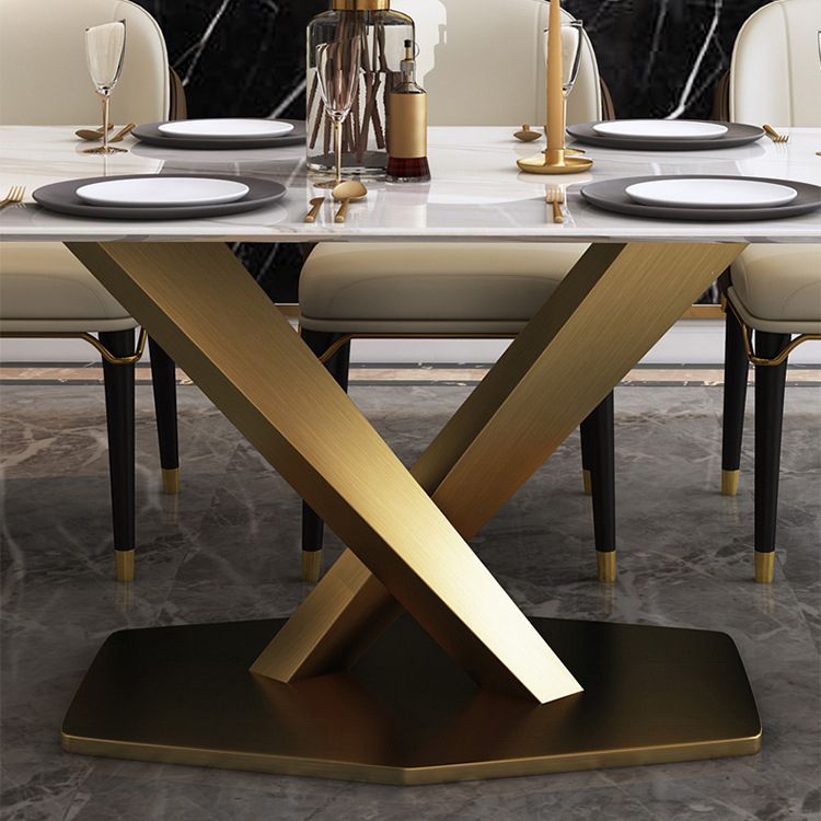 Set da pranzo in pietra sinterizzato in stile glam rettangolo 1/4/5/6/7 pezzi set da pranzo