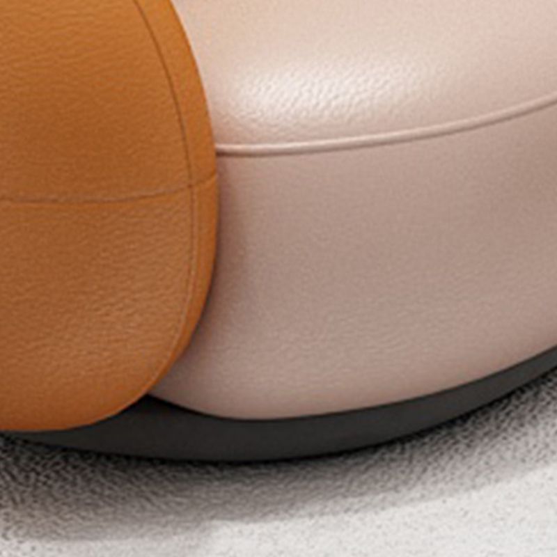 Orange Faux Leather Curved Sofa Contemporary Armless Sofa for Living Room