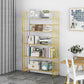 Glam Antique Finish Shelf Bookcase Metal Frame Bookshelf with Rectangular Shelves