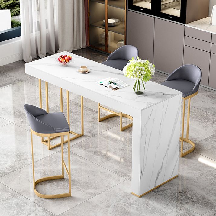 Stone Top Bar Dining Table Traditional Luxury Rectangle Bar Table with Sled Base Clearhalo 'Bar Furniture' 'Bar Tables' 'bar_tables' 'furn' 'furn_bar_tables' 'Furniture' 'furniture_bar_tables' 'Kitchen & Dining Furniture' 1200x1200_36aba907-ba1b-49ce-934f-4a46e2c3aafc