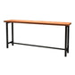 Modern Pine Wood Top Rectangle Bar Table with Metal Frame for Home
