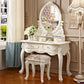 4 Drawers Makeup Table White Make up Table Stool Set Victorian Wood Vanity