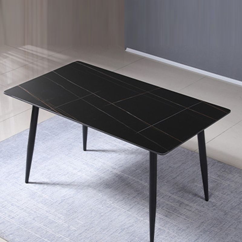 Mesa de comedor rectangular de mármol negro moderno para cocina