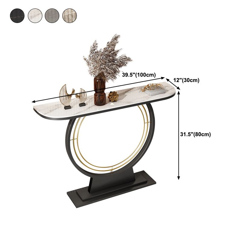 11.8" Wide Stone Console Table Scratch Resistan Console Table Ironcraft Frame Accent Table Clearhalo 'Console Tables' 'console_tables' 'Entry & Mudroom Furniture' 'furn' 'furn_console_tables' 'Furniture' 1200x1200_36ae4d9b-7f52-44ba-9953-a01292c3fb8e