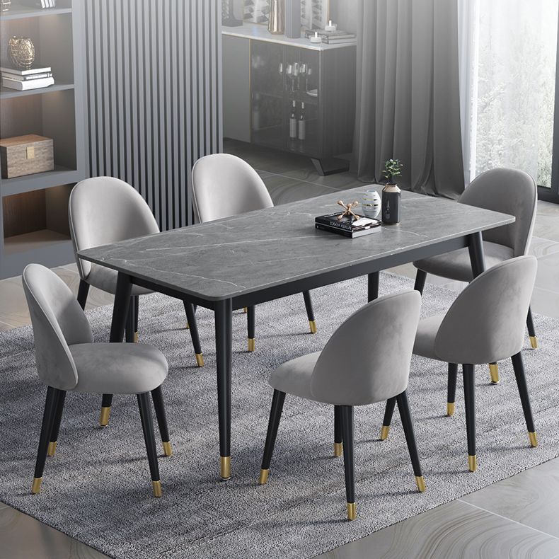 Contemporary Sintered Stone Top Dining Room Set with Rectangle Shape Dining Set for Kitchen Clearhalo 'Dining Room Sets' 'Dining Tables & Seating' 'dining_room_set' 'furn' 'furn_dining_room_set' 'Furniture' 'furniture_dining_room_set' 'Kitchen & Dining Furniture' 'kitchen&dining_furn' 'kitchen' 1200x1200_36af974f-8b2d-405b-bd62-b78884e04d7f
