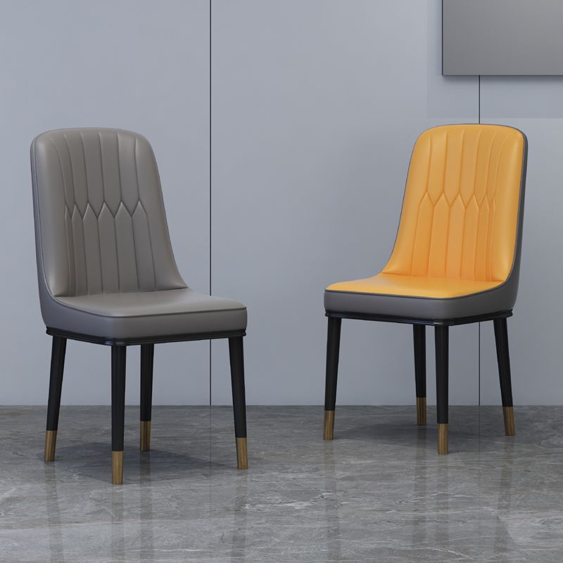 Home Scandinavian Side Chair Metal Solid Back Upholstered Dining Room Chair Clearhalo ' kitchen&dining_furn' 'Dining Chairs' 'Dining Tables & Seating' 'dining_chair' 'furn' 'furn_dining_chair' 'Furniture' 'furniture_dining_chair' 'Kitchen & Dining Furniture' 'kitchen' 1200x1200_36b111a3-c5b3-4e34-b4ec-9ac6299fa8e5