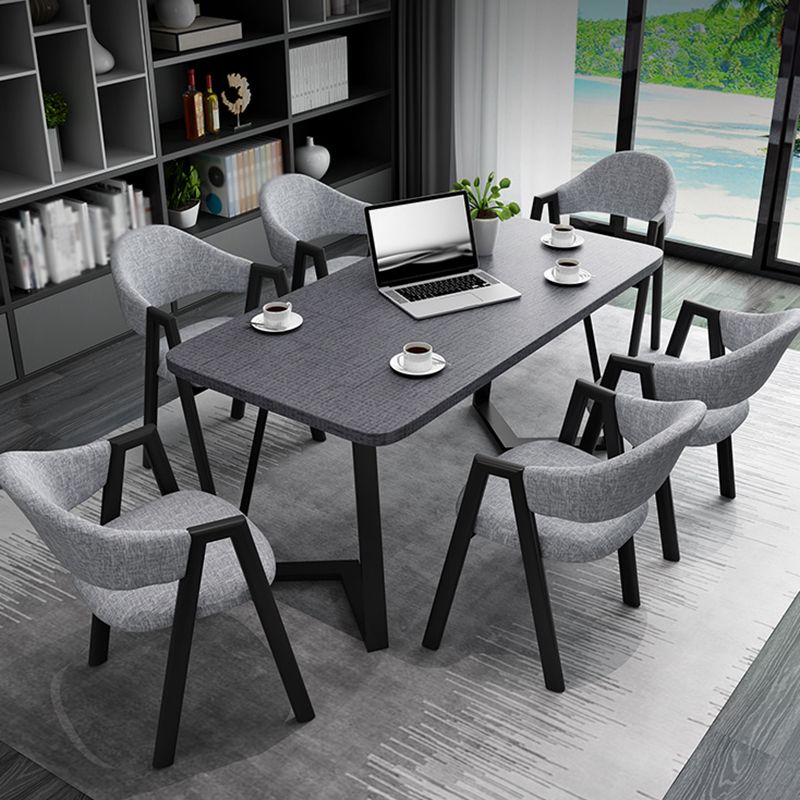 Metal Industrial Rectangle Dining Table Grey Wood Top Table with Sled Base Clearhalo ' dining_table' 'Dining Tables & Seating' 'Dining Tables' 'furn' 'furn_dining_table' 'Furniture' 'furniture_dining_table' 'Kitchen & Dining Furniture' 'kitchen&dining_furn' 'kitchen' 'kitchen_dining_table' 1200x1200_36b1a7f0-af28-46d0-961a-33d3cbf162d5