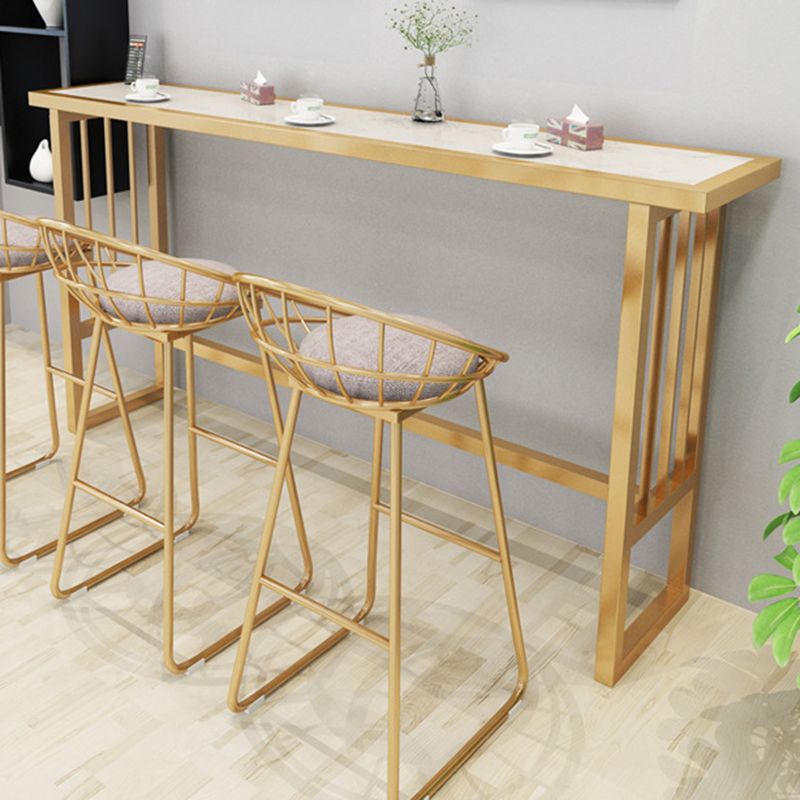 Modern Bar Height Table Faux Marble Top Bistro Table with Gold Base Clearhalo 'Bar Furniture' 'Bar Tables' 'bar_tables' 'furn' 'furn_bar_tables' 'Furniture' 'Kitchen & Dining Furniture' 1200x1200_36b3d33c-2ee3-4f3e-a861-ad3057f58cb4
