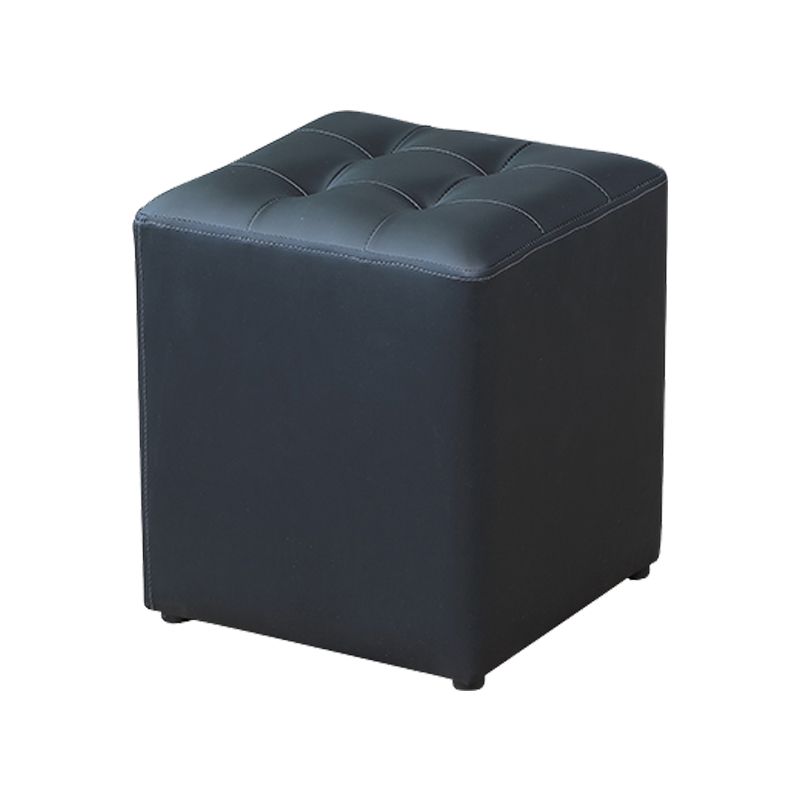 Modern Water Cube Stain Resistant Solid Color Leather Indoor Pouf