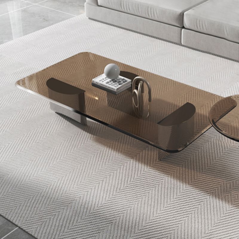 13.7" Contemporary Style 3 Legs Metal Base Square Glass Top Coffee Table Clearhalo 'Coffee & Accent Tables' 'Coffee Tables' 'coffee_tables' 'furn' 'furn_coffee_tables' 'Furniture' 'Living Room Furniture' 1200x1200_36b7fcad-b983-4a72-8cdb-fd8b32fa7422