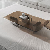 13.7" Contemporary Style 3 Legs Metal Base Square Glass Top Coffee Table Clearhalo 'Coffee & Accent Tables' 'Coffee Tables' 'coffee_tables' 'furn' 'furn_coffee_tables' 'Furniture' 'Living Room Furniture' 1200x1200_36b7fcad-b983-4a72-8cdb-fd8b32fa7422