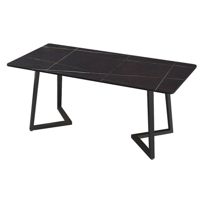 Designer 1/4/5/7 Pieces Dining Set Rectangular Double Pedestal Dinette Set with Stone Top Clearhalo 'Dining Room Sets' 'Dining Tables & Seating' 'dining_room_set' 'furn' 'furn_dining_room_set' 'Furniture' 'Kitchen & Dining Furniture' 1200x1200_36b8312d-a62d-40cb-be06-f143de5fe0c2