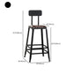 Industrial Armless Counter Stool Iron Bar Stool with Leather Cushion and Footrest