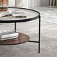 Contemporary 4 Legs Glass Top with Storage Shelf Round Single Coffee Table Clearhalo 'Coffee & Accent Tables' 'Coffee Tables' 'coffee_tables' 'furn' 'furn_coffee_tables' 'Furniture' 'Living Room Furniture' 1200x1200_36bbc66a-4d92-40d2-a870-bea091d9b5d9