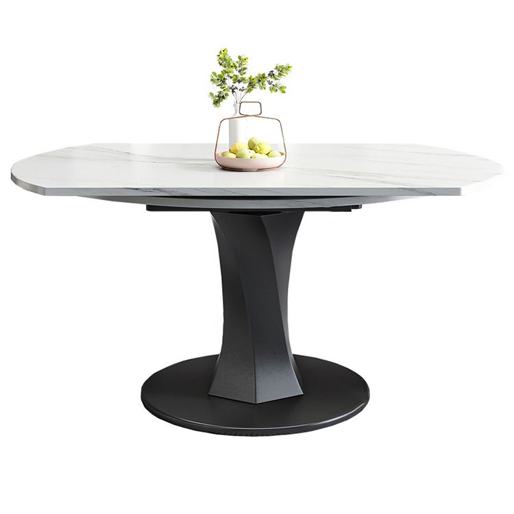 Simplicity Round Dining Room Table Sintered Stone Table with Black Pedestal Base Clearhalo ' dining_table' 'Dining Tables & Seating' 'Dining Tables' 'furn' 'furn_dining_table' 'Furniture' 'furniture_dining_table' 'Kitchen & Dining Furniture' 'kitchen&dining_furn' 'kitchen' 'kitchen_dining_table' 1200x1200_36bbf43c-3536-4f9f-b4e8-eb8811dfe297